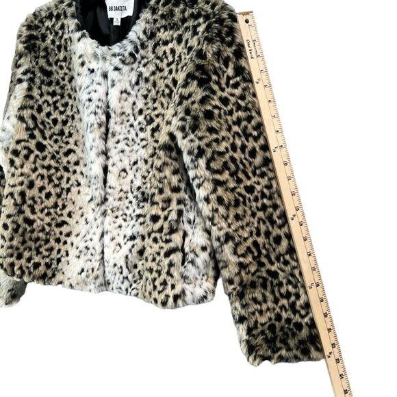 BB Dakota Womens Wild Thing Jacket S Black Tan Leopard Soft Faux Fur Glam Chic - Picture 11 of 16